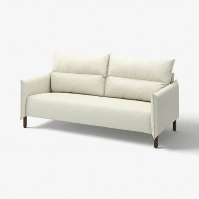 IKEA MANNARP 3-seat sofa Modern cream-colored sofa with clean lines, high backrest, and plush cushions on wooden legs.