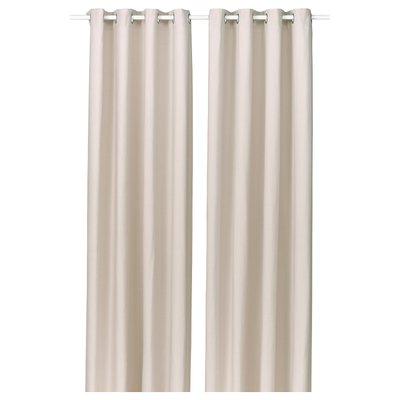 IKEA GINSTMOTT Curtains, 1 pair 145x250 cm Two beige curtains hang straight with eyelet design, offering privacy and lig