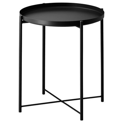 IKEA GLADOM Tray table 17 1/2x20 5/8 " A black, circular