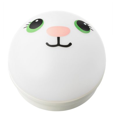 IKEA KORNSNÖ LED night light Adorable white round night light with green eyes, black nose, and mouth. Made of abs plasti